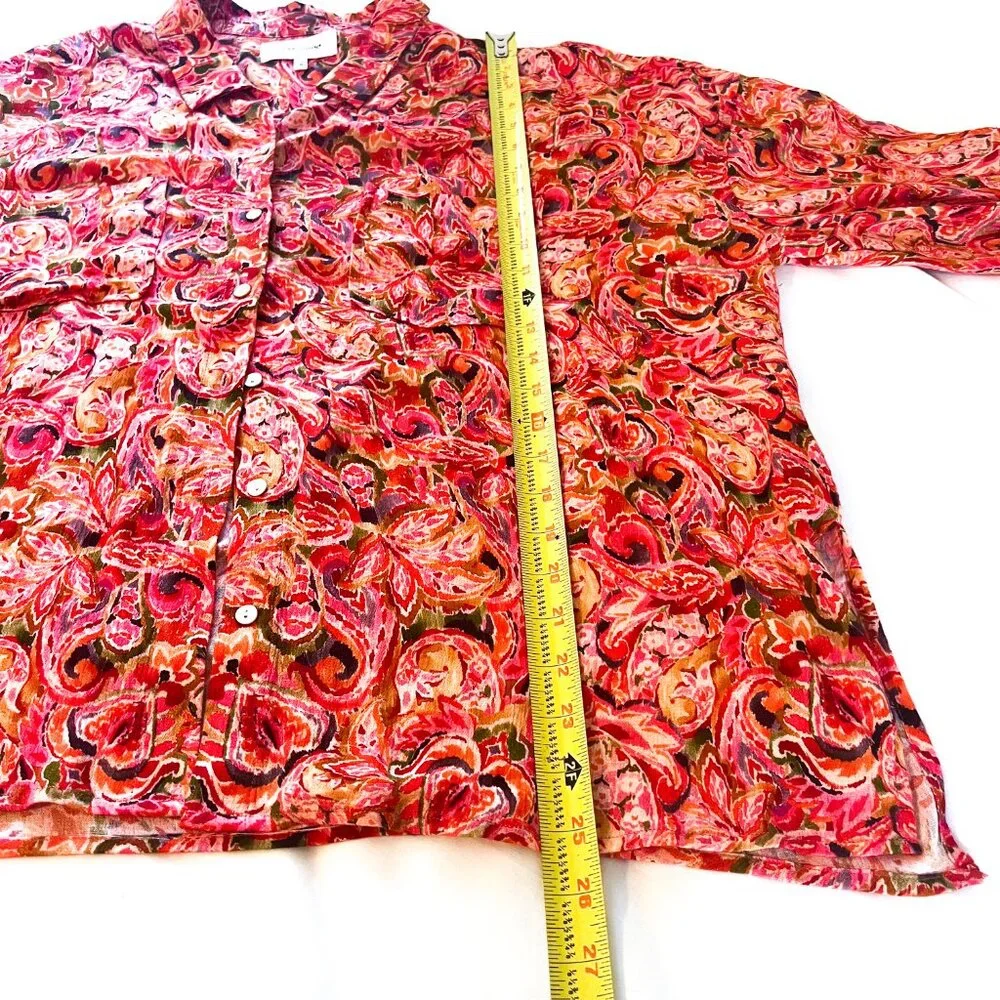 DEAR JOHN DENIM arianna front tie shirt in autumn paisley Medium - Picture 14 of 16